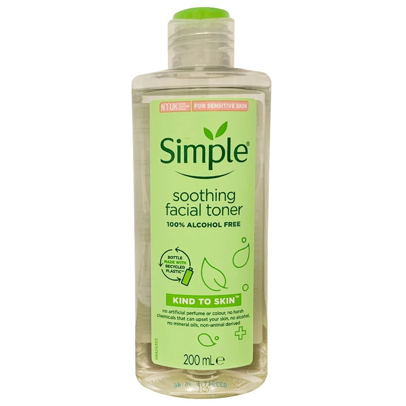 تصویر  تونر پاک کننده صورت سیمپل مدل Soothing حجم 200 میلی لیتر